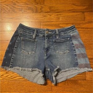 Shyanne Blue Jean Shorts with Frayed Hem